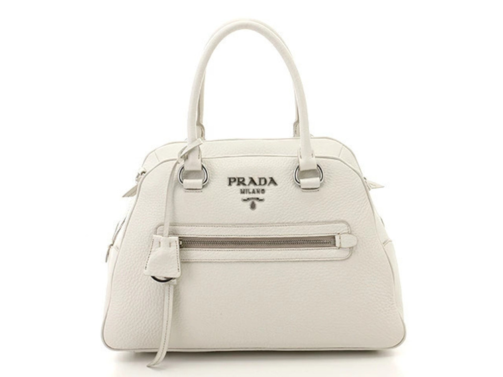 Prada Bag Shoulder Embossed Calfskin White